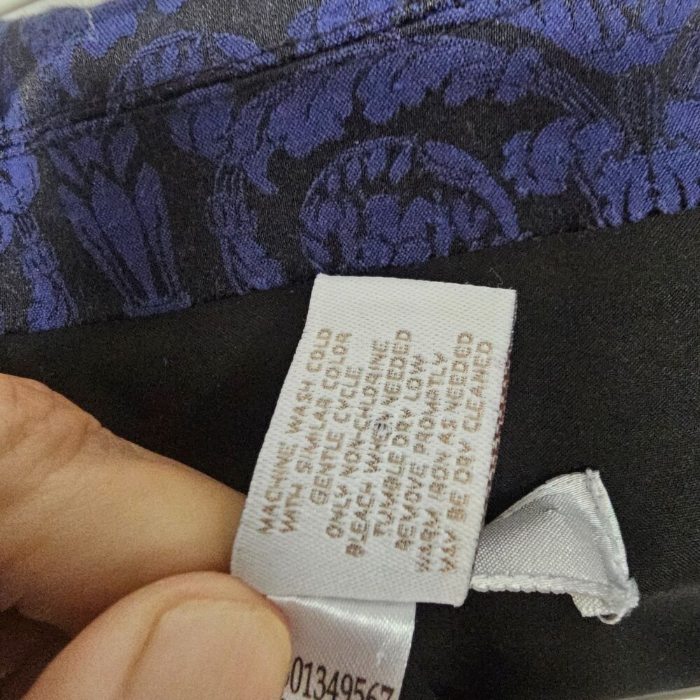 Chico's Blazer Blue Black Floral Boho Goth Retro Office Business XL - Picture 8 of 9